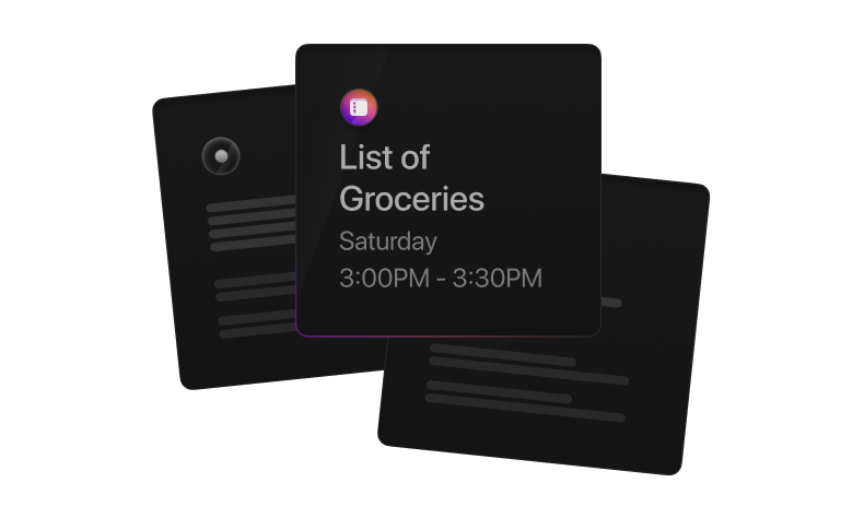 Illustration of overlapping planner cards with a highlighted list entry.